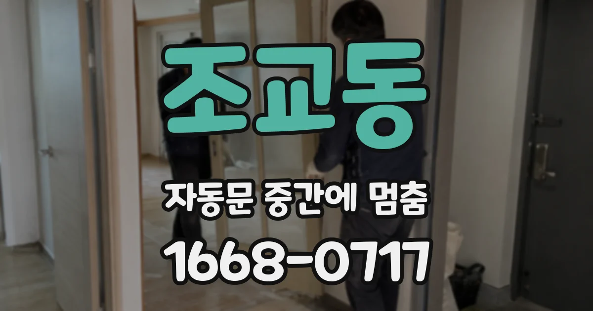 조교동 자동문 중간에 멈춤