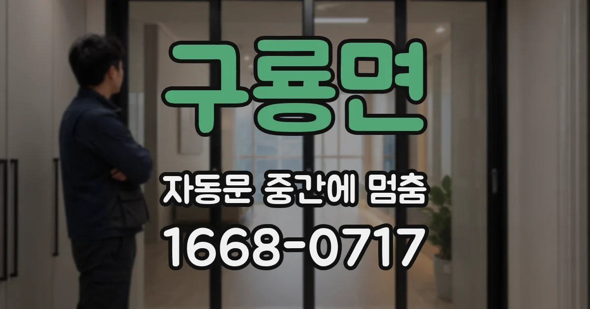 구룡면 자동문 중간에 멈춤