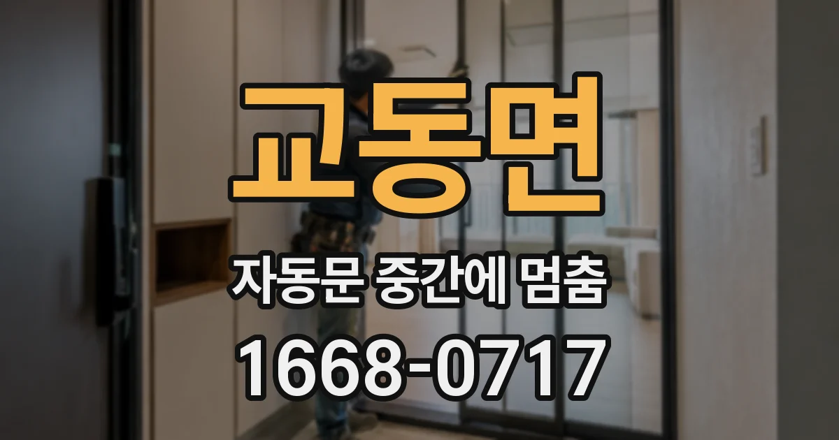 교동면 자동문 중간에 멈춤