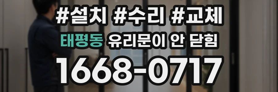 태평동 유리문이 안 닫힘