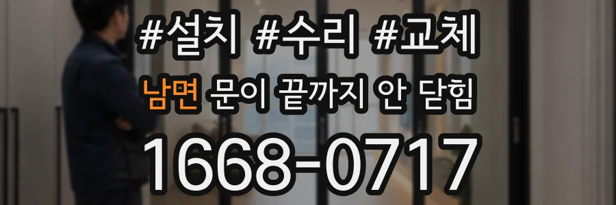 남면 문이 끝까지 안 닫힘
