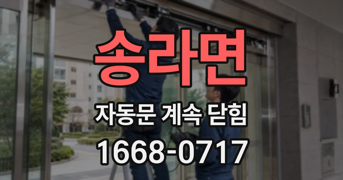 송라면 자동문 계속 닫힘