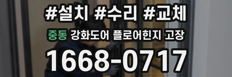중동 강화도어 플로어힌지 고장