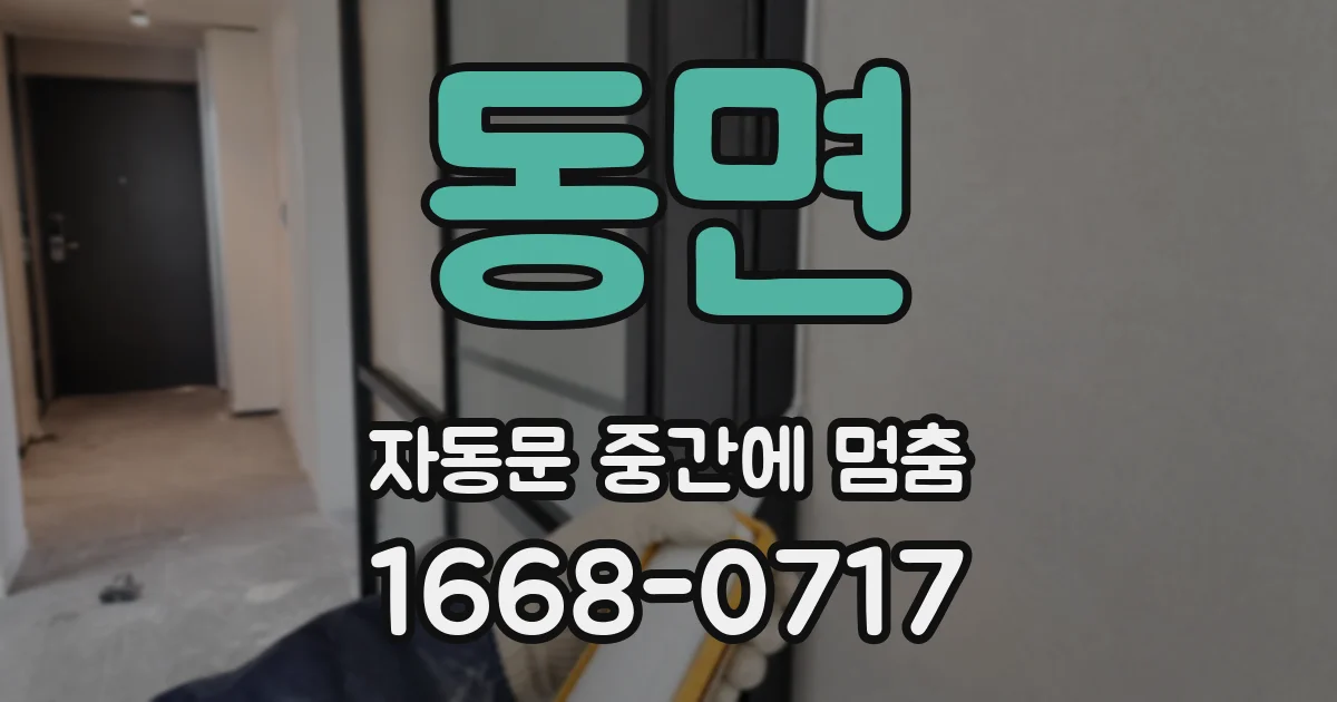 동면 자동문 중간에 멈춤