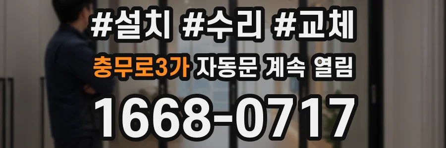 충무로3가 자동문 계속 열림