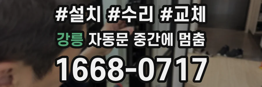 강릉 자동문 중간에 멈춤