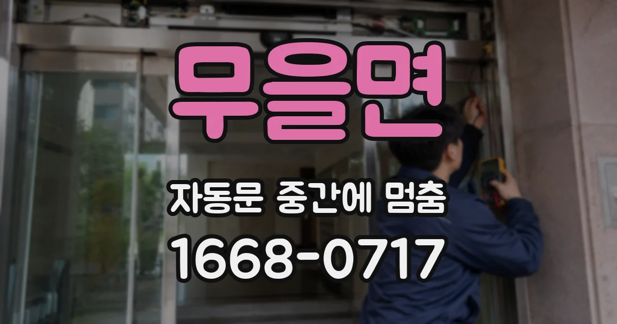 무을면 자동문 중간에 멈춤