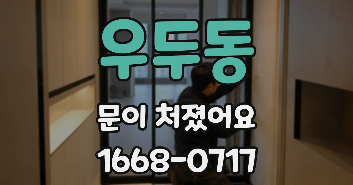 우두동 문이 처졌어요