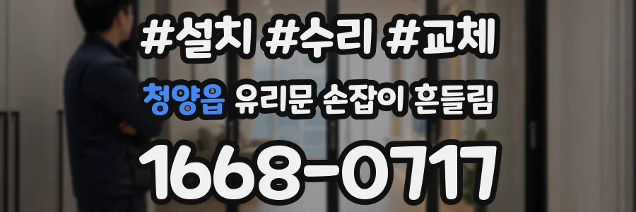 청양읍 유리문 손잡이 흔들림