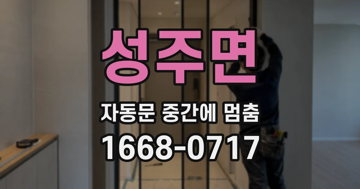 성주면 자동문 중간에 멈춤