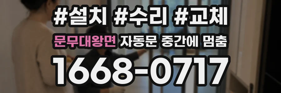 문무대왕면 자동문 중간에 멈춤