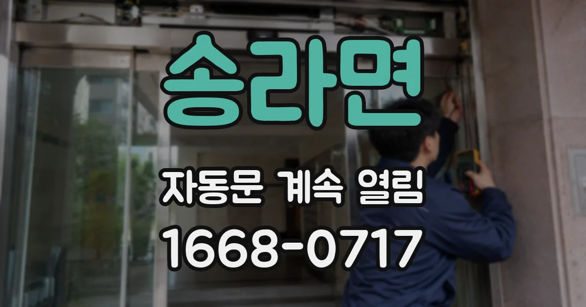 송라면 자동문 계속 열림