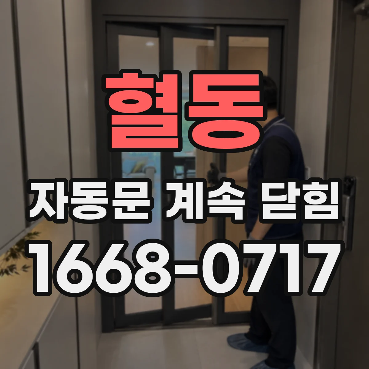 혈동 자동문 계속 닫힘