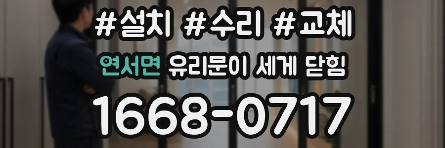연서면 유리문이 세게 닫힘