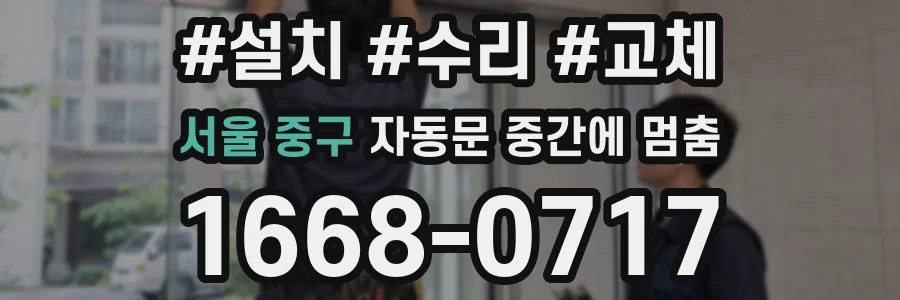 서울 중구 자동문 중간에 멈춤