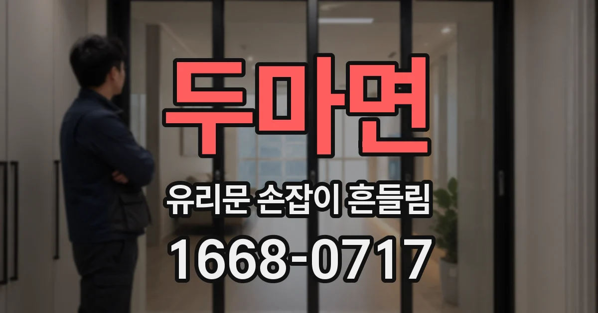 두마면 유리문 손잡이 흔들림