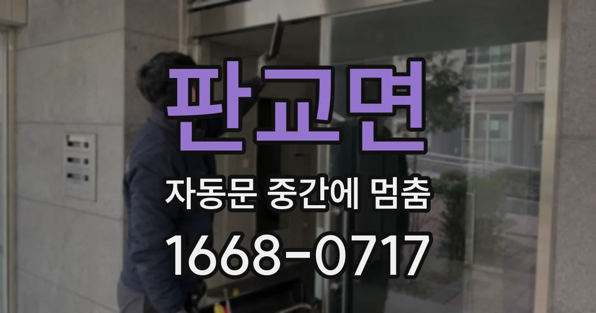 판교면 자동문 중간에 멈춤