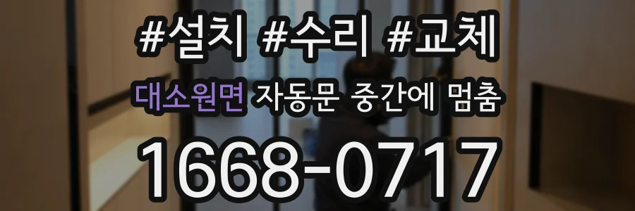 대소원면 자동문 중간에 멈춤
