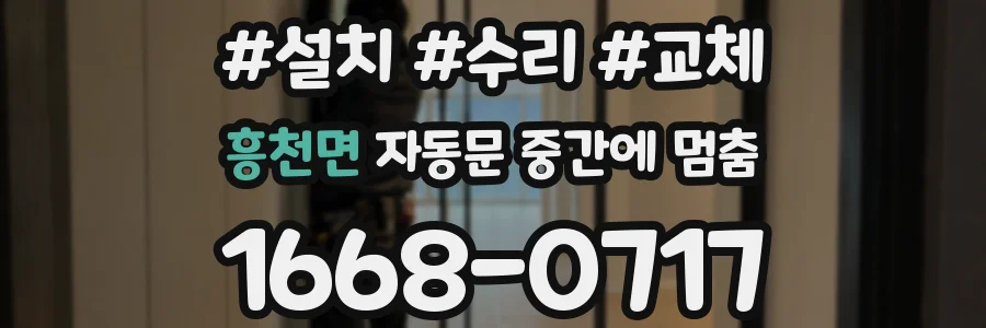 흥천면 자동문 중간에 멈춤