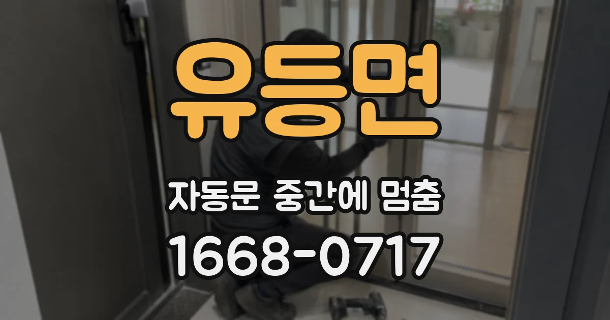 유등면 자동문 중간에 멈춤