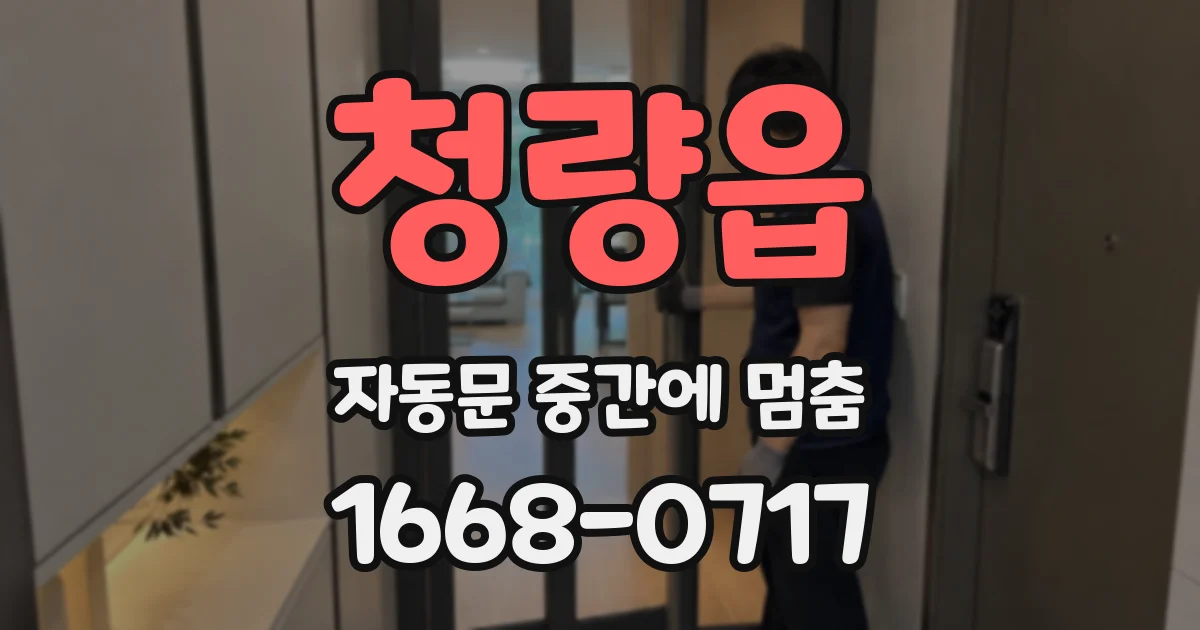 청량읍 자동문 중간에 멈춤