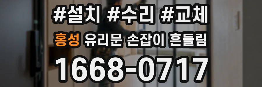 홍성 유리문 손잡이 흔들림