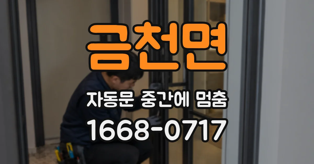 금천면 자동문 중간에 멈춤