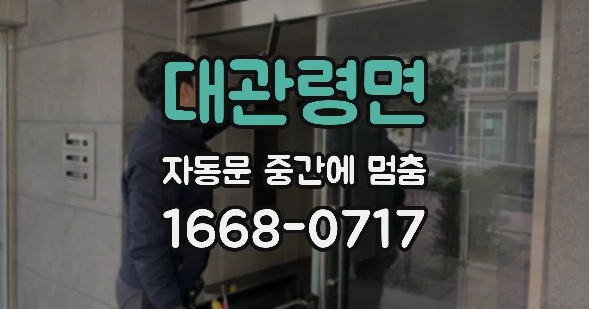 대관령면 자동문 중간에 멈춤