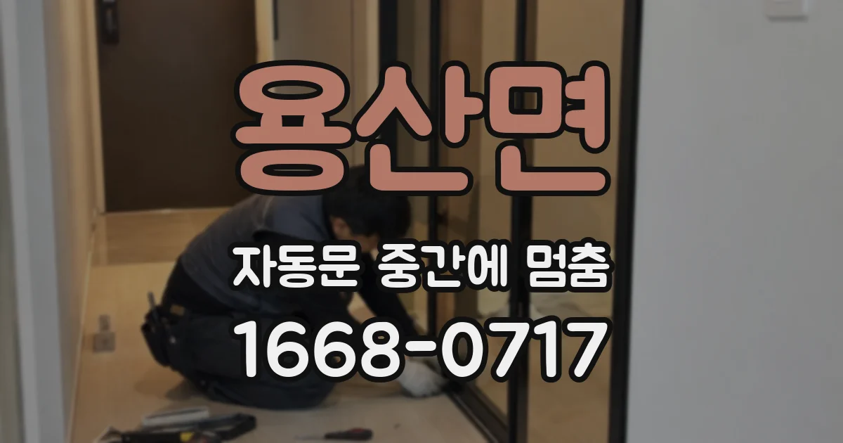 용산면 자동문 중간에 멈춤