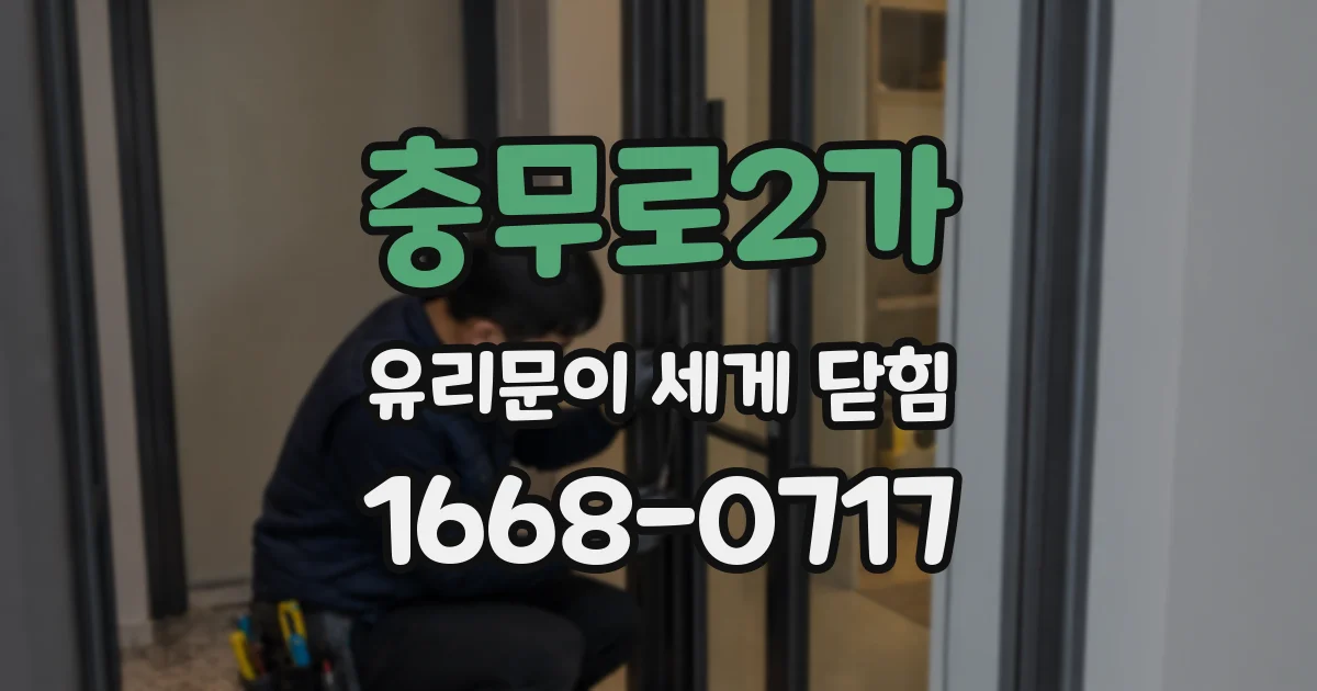 충무로2가 유리문이 세게 닫힘