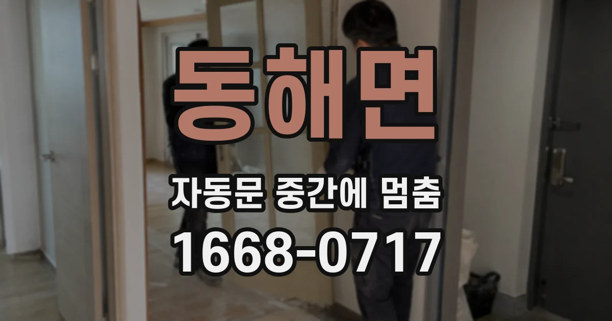 동해면 자동문 중간에 멈춤
