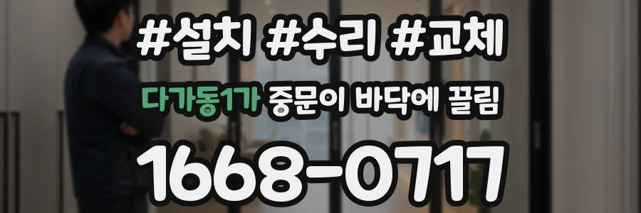 다가동1가 중문이 바닥에 끌림