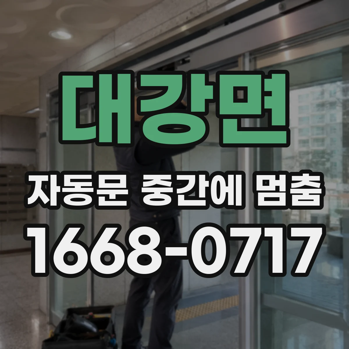 대강면 자동문 중간에 멈춤