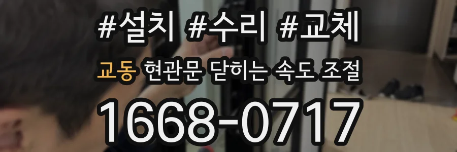 교동 현관문 닫히는 속도 조절