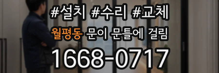 월평동 문이 문틀에 걸림