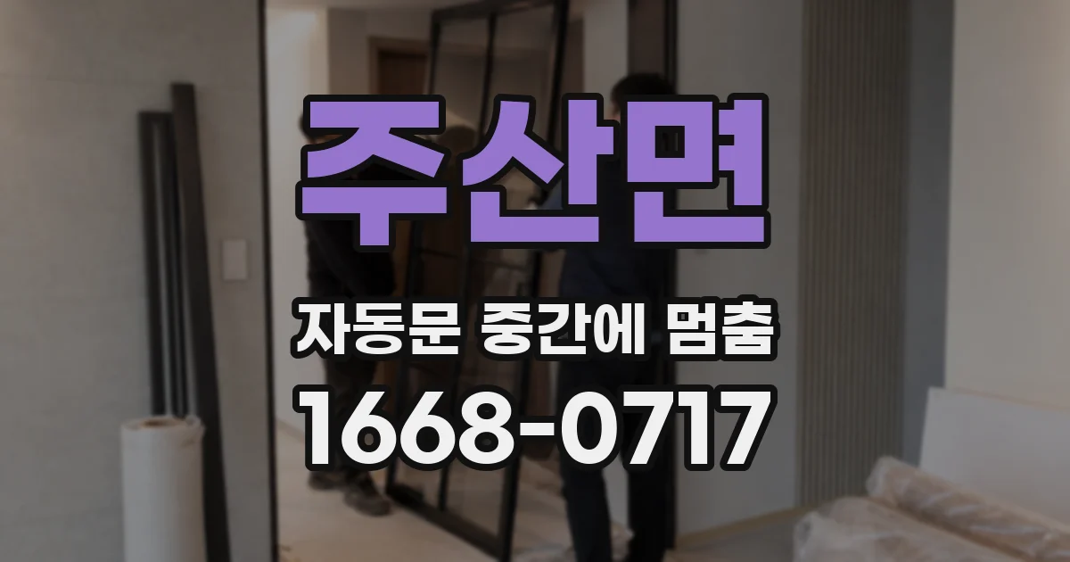 주산면 자동문 중간에 멈춤