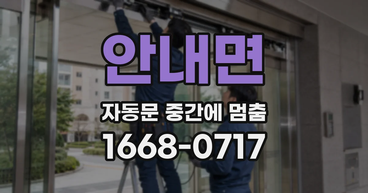 안내면 자동문 중간에 멈춤