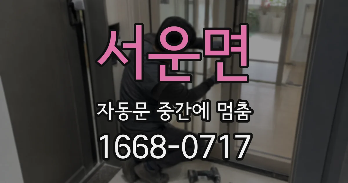 서운면 자동문 중간에 멈춤