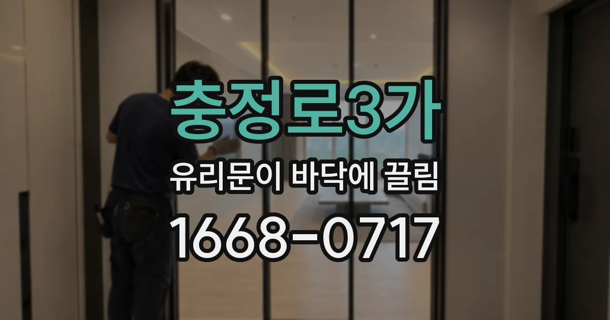 충정로3가 유리문이 바닥에 끌림
