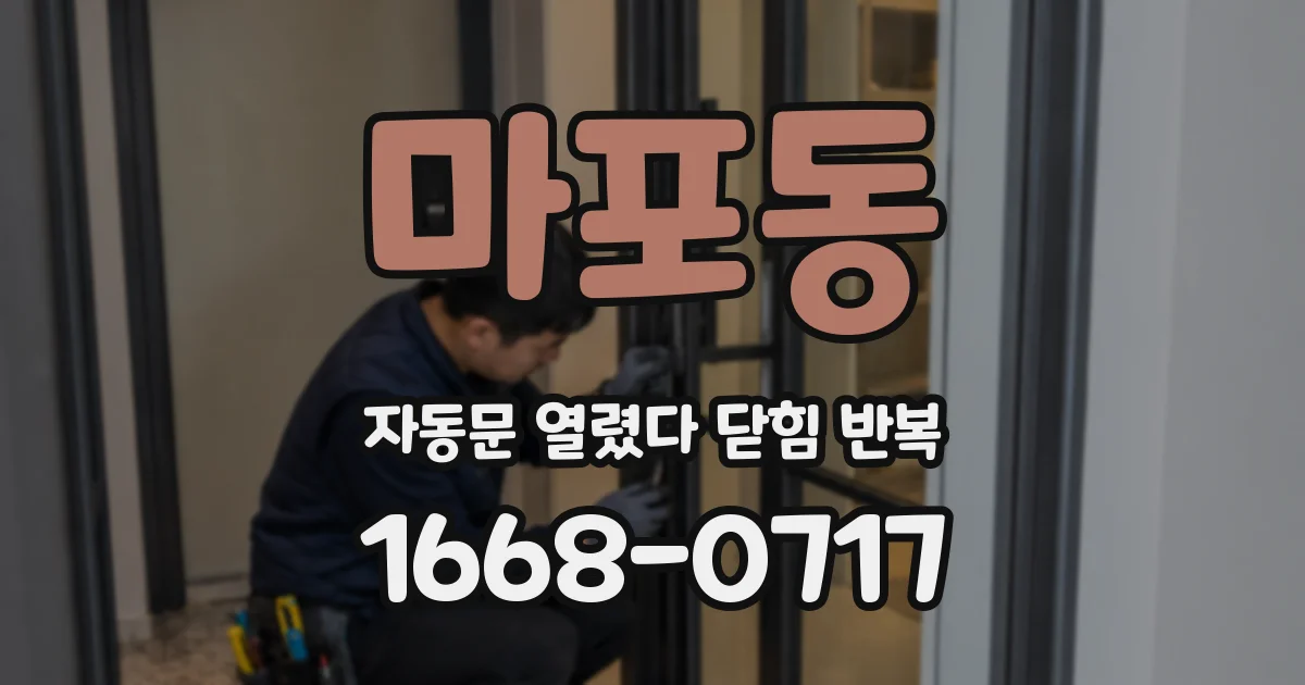 마포동 자동문 열렸다 닫힘 반복 증상은 열림과 닫힘이 연달아 일어나거나, 정지 후 다시 작동하면서 나타납니다.