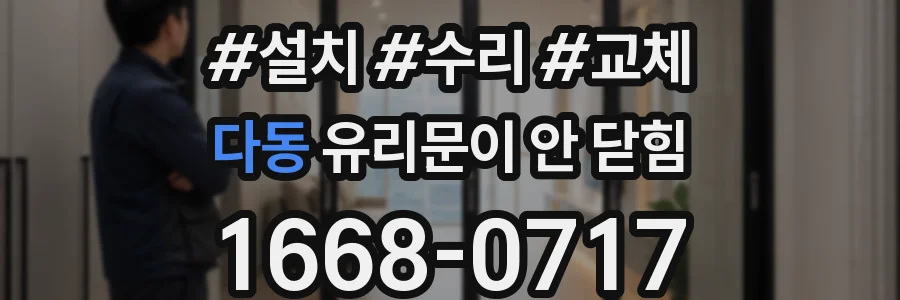 다동 유리문이 안 닫힘