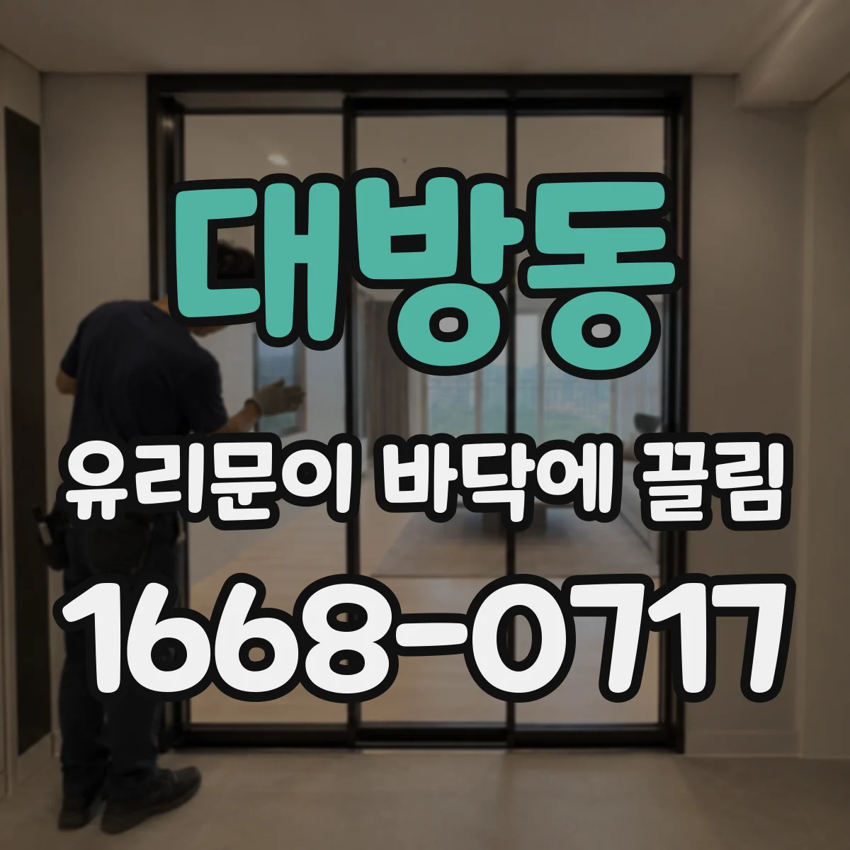 대방동 유리문이 바닥에 끌림