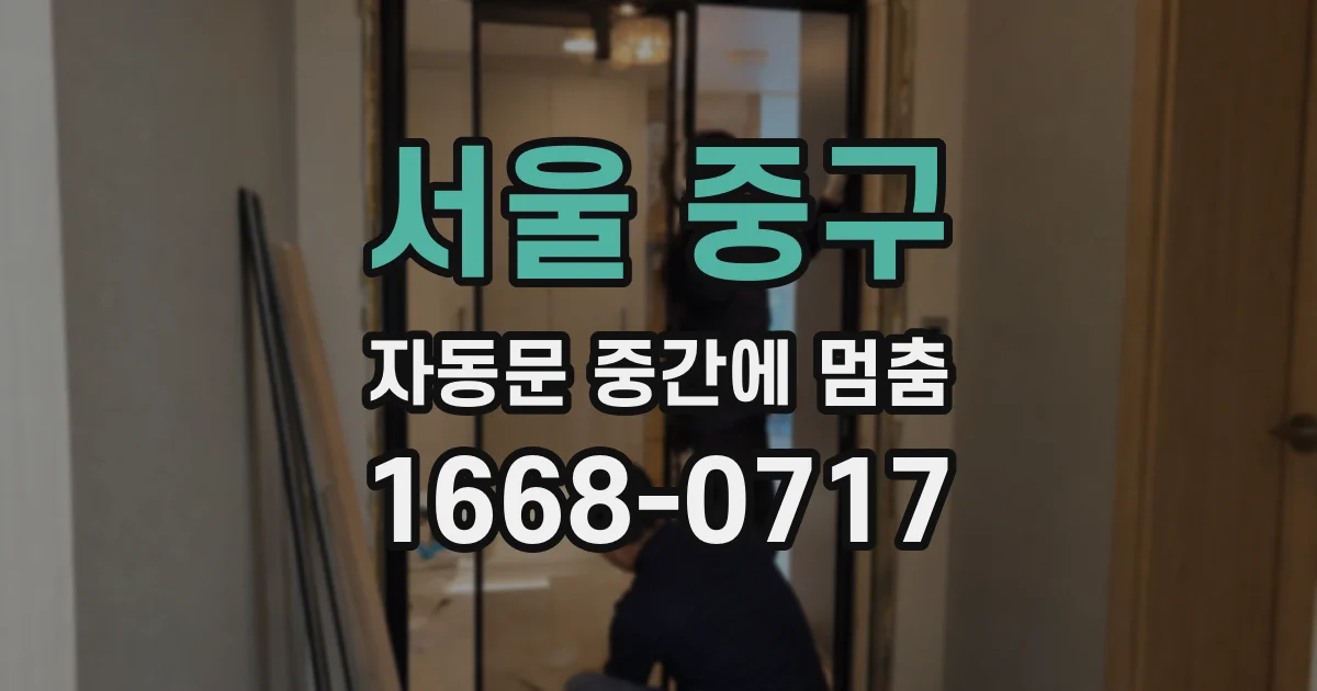 서울 중구 자동문 중간에 멈춤