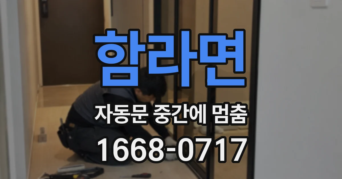함라면 자동문 중간에 멈춤