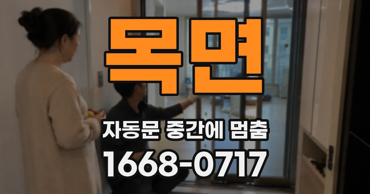 목면 자동문 중간에 멈춤