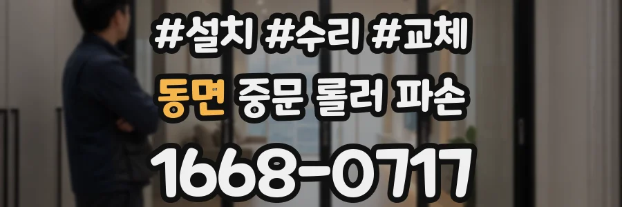 동면 중문 롤러 파손