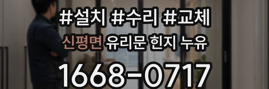 신평면 유리문 힌지 누유