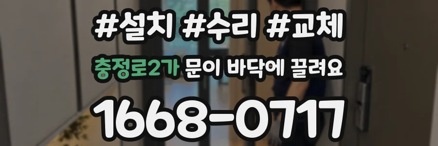 충정로2가 문이 바닥에 끌려요