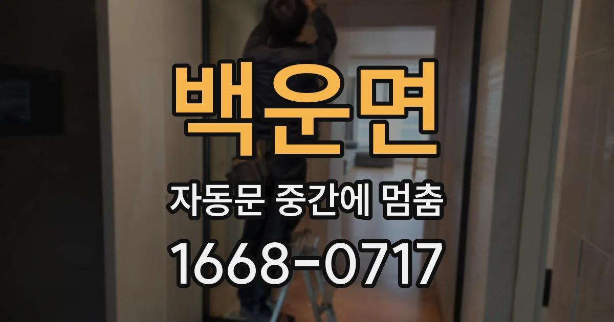 백운면 자동문 중간에 멈춤