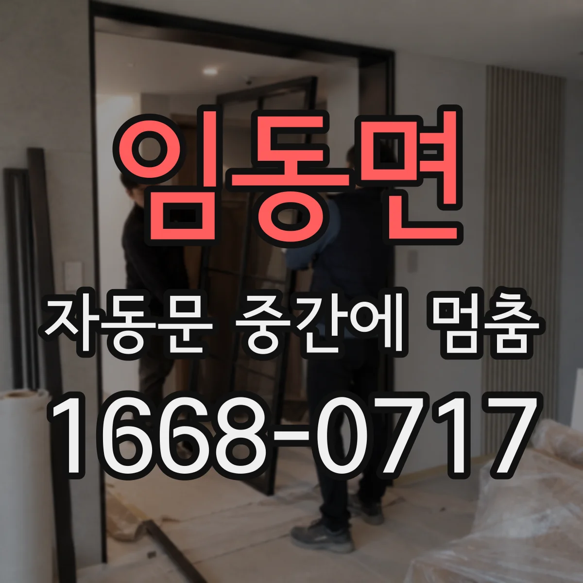 임동면 자동문 중간에 멈춤
